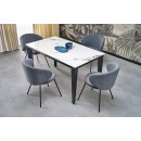 Стол обеденный HALMAR FELIX белый мрамор/черный 141-201/81